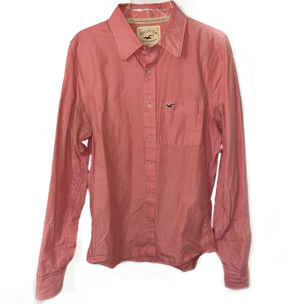Hollister Orange Stripe Button Up Shirt